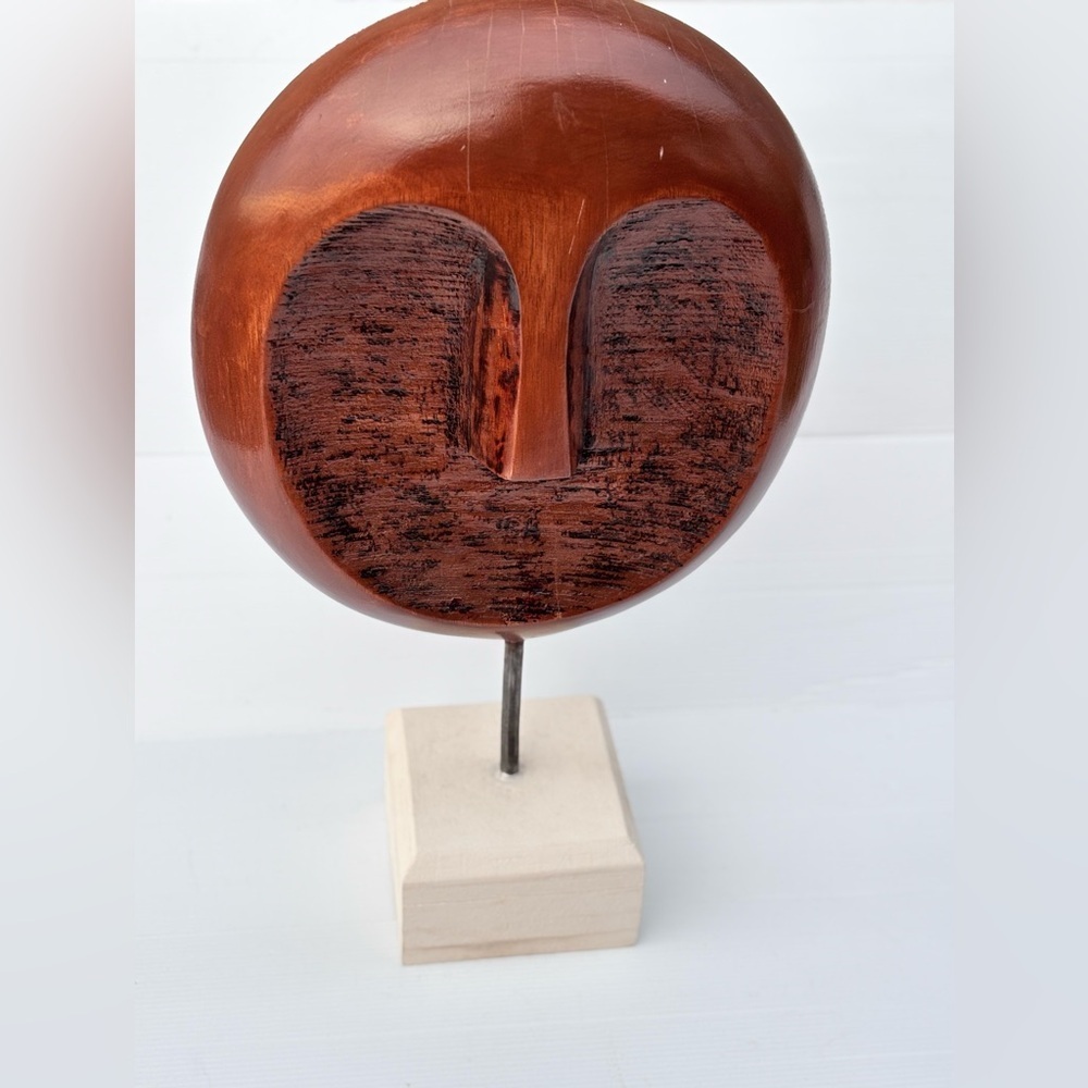 Mid Century Modern Wood Sculpture 1970s Hand Carved Art